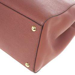 Pre Owned Fendi Old Rose Leather Medium 2jours Tote