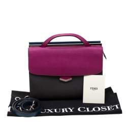 Pre Owned Fendi Tri Color Textured Leather Small Demi Jour Tote