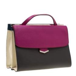 Pre Owned Fendi Tri Color Textured Leather Small Demi Jour Tote