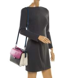 Pre Owned Fendi Tri Color Textured Leather Small Demi Jour Tote