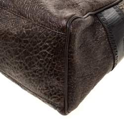 Pre Owned Fendi Dark Brown/Shimmer Gold Leather De Jour Media Crisp Satchel