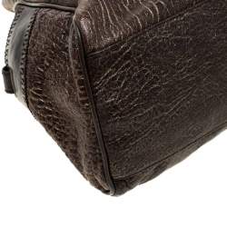 Pre Owned Fendi Dark Brown/Shimmer Gold Leather De Jour Media Crisp Satchel