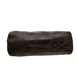 Pre Owned Fendi Dark Brown/Shimmer Gold Leather De Jour Media Crisp Satchel