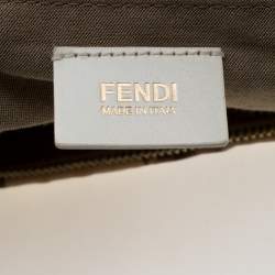 Pre Owned Fendi Beige Floral Print Zucca Canvas Chef Shoulder Bag