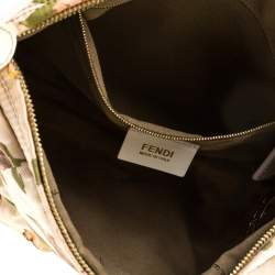 Pre Owned Fendi Beige Floral Print Zucca Canvas Chef Shoulder Bag
