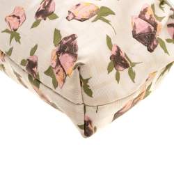 Pre Owned Fendi Beige Floral Print Zucca Canvas Chef Shoulder Bag