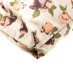 Pre Owned Fendi Beige Floral Print Zucca Canvas Chef Shoulder Bag