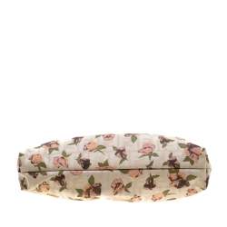 Pre Owned Fendi Beige Floral Print Zucca Canvas Chef Shoulder Bag