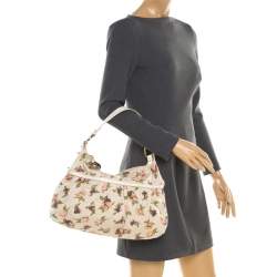 Pre Owned Fendi Beige Floral Print Zucca Canvas Chef Shoulder Bag