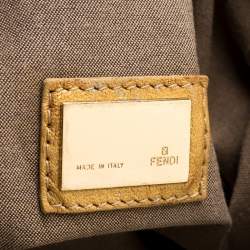 Pre Owned Fendi Gold Holographic Textured Leather Spy Bag