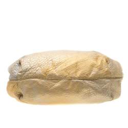 Pre Owned Fendi Gold Holographic Textured Leather Spy Bag