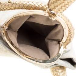 Pre Owned Fendi Gold Holographic Textured Leather Spy Bag