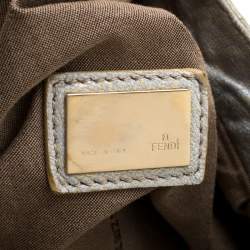 Pre Owned Fendi Gold Holographic Textured Leather Spy Bag