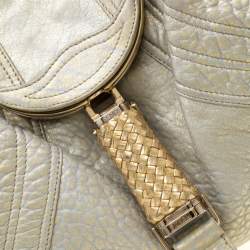 Pre Owned Fendi Gold Holographic Textured Leather Spy Bag