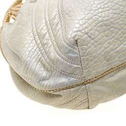 Pre Owned Fendi Gold Holographic Textured Leather Spy Bag