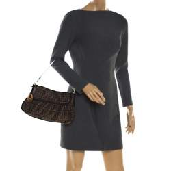 Pre Owned Fendi Tobacco Zucca Canvas Small Chef Shoulder Bag