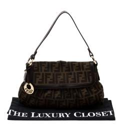 Pre Owned Fendi Tobacco Zucca Canvas Small Chef Shoulder Bag