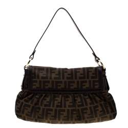 Pre Owned Fendi Tobacco Zucca Canvas Small Chef Shoulder Bag