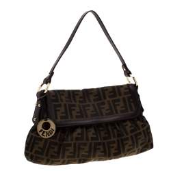 Pre Owned Fendi Tobacco Zucca Canvas Small Chef Shoulder Bag