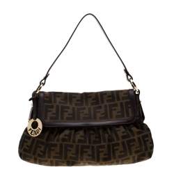 Pre Owned Fendi Tobacco Zucca Canvas Small Chef Shoulder Bag