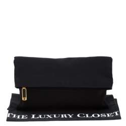 Pre Owned Fendi Black Zucca Fabric Fold Over Clutch 