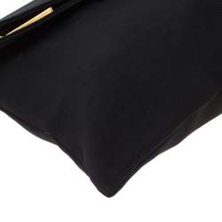 Pre Owned Fendi Black Zucca Fabric Fold Over Clutch 