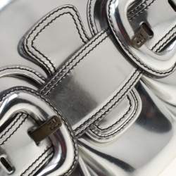 Pre Owned Fendi Silver Patent Leather B Bis Shoulder Bag