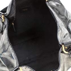 Pre Owned Fendi Black Zucchino Patent Leather Chiusura Tote