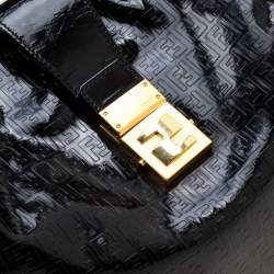 Pre Owned Fendi Black Zucchino Patent Leather Chiusura Tote