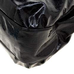 Pre Owned Fendi Black Zucchino Patent Leather Chiusura Tote