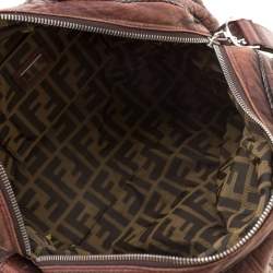 Pre Owned Fendi Dark Brown Pebbled Leather Spy Bag