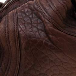 Pre Owned Fendi Dark Brown Pebbled Leather Spy Bag