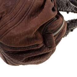 Pre Owned Fendi Dark Brown Pebbled Leather Spy Bag