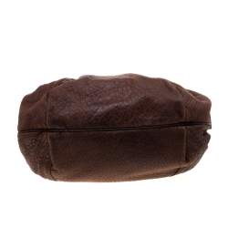 Pre Owned Fendi Dark Brown Pebbled Leather Spy Bag