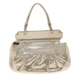 Pre Owned Fendi Silver Shimmering Leather Disco To You Clutch