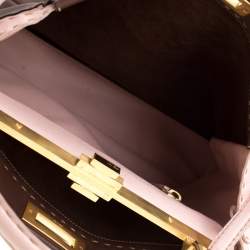 Pre Owned Fendi Brown/Pink Selleria Leather Large Peekaboo Top Handle Bag