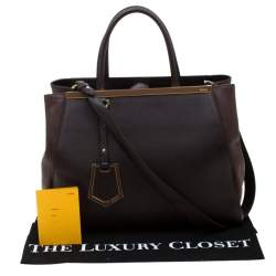 Pre Owned Fendi Dark Brown Leather Medium 2jours Tote