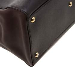 Pre Owned Fendi Dark Brown Leather Medium 2jours Tote
