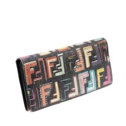 Pre Owned Fendi Multicolor Zucca Coated Canvas Wallet