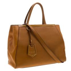 Pre Owned Fendi Caramel Brown Leather Medium 2jours Tote