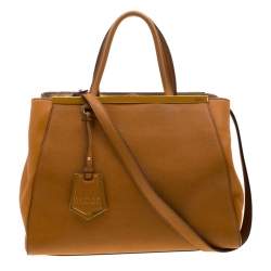 Pre Owned Fendi Caramel Brown Leather Medium 2jours Tote