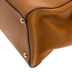 Pre Owned Fendi Caramel Brown Leather Medium 2jours Tote