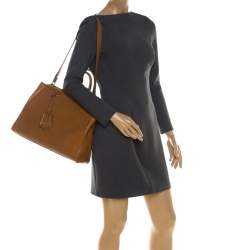 Pre Owned Fendi Caramel Brown Leather Medium 2jours Tote