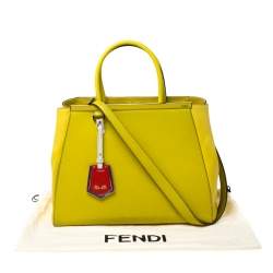 Pre Owned Fendi Yellow Leather Medium 2jours Tote