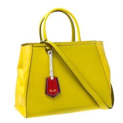 Pre Owned Fendi Yellow Leather Medium 2jours Tote