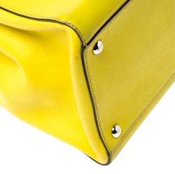 Pre Owned Fendi Yellow Leather Medium 2jours Tote