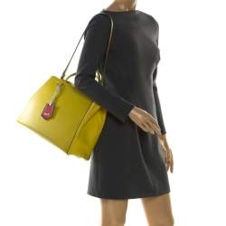 Pre Owned Fendi Yellow Leather Medium 2jours Tote
