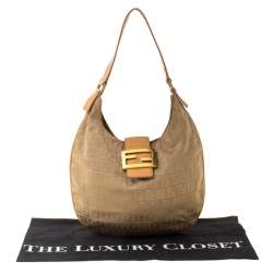 Pre Owned Fendi Beige Zucchino Canvas and Leather Hobo