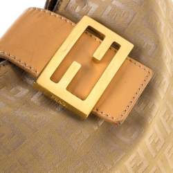 Pre Owned Fendi Beige Zucchino Canvas and Leather Hobo