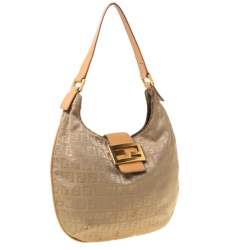 Pre Owned Fendi Beige Zucchino Canvas and Leather Hobo